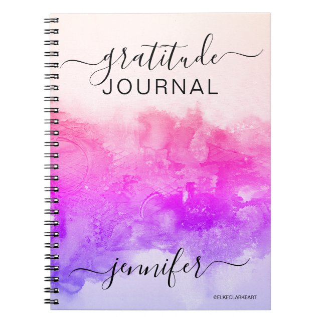 Custom Name Pink Abstract Gratitude Journal (Front)