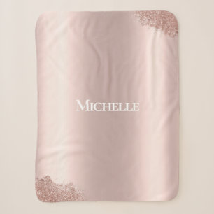 Custom name pink baby girl sherpa blanket