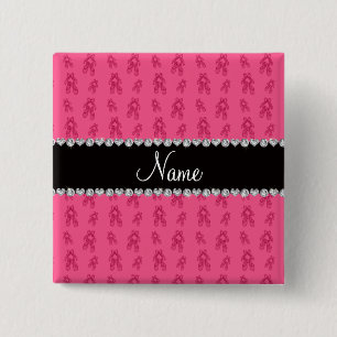 Custom name pink ballet shoes 2 inch square button