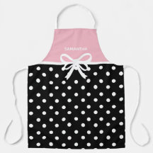 Custom Name Pink Black Polka Dot Ribbon Bow Cute