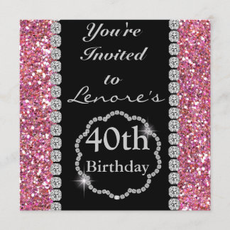 CUSTOM NAME PINK BLING  Birthday INVITATION