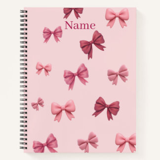 Custom Name Pink Bow Spiral Notebook and Journal