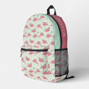 Custom Name Pink Flamingos Pattern Printed Backpack