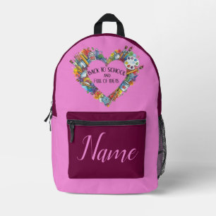 Custom Name Pink Girls Back to School  Printed Backpack