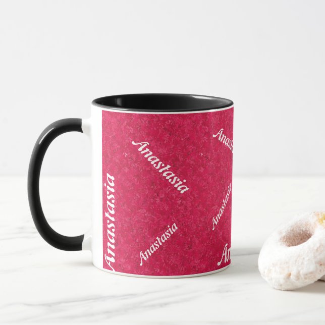Custom name pink girly modern pattern mug (With Donut)