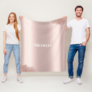 Custom Name Pink Luxury Teen Girl Fleece Blanket
