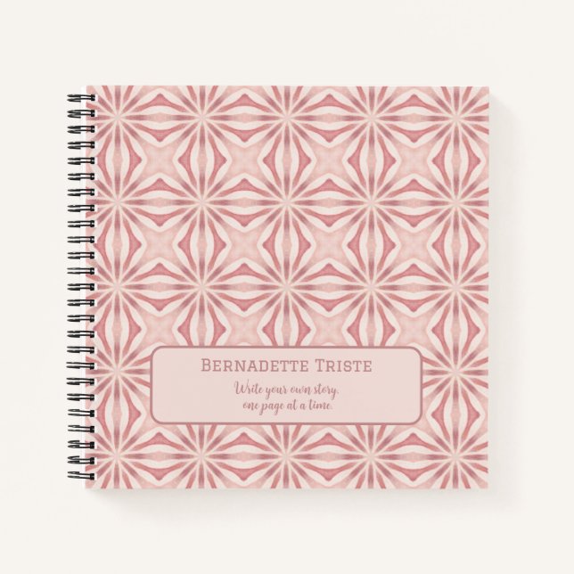 Custom Name Pink Modern Floral Chic Pretty Girly  Notebook (Front)