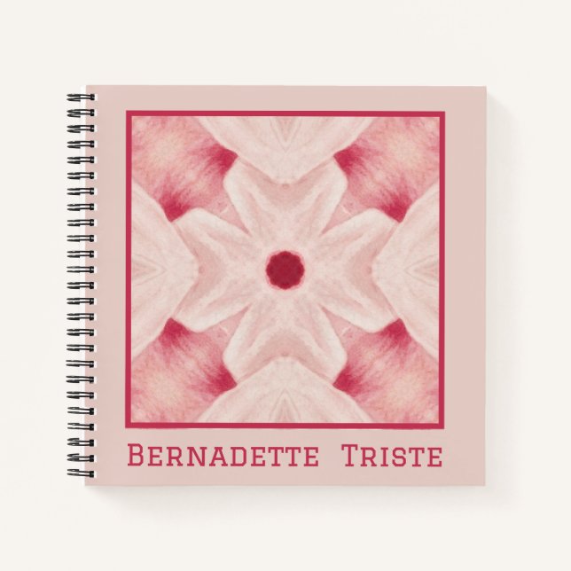 Custom Name Pink Modern Floral Chic Pretty Girly  Notebook (Front)