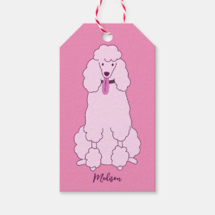 Custom Name Pink Poodle Gift Tags