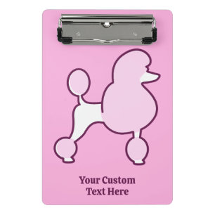 Custom Name Pink Poodle Mini Clipboard