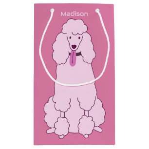 Custom Name Pink Poodle Small Gift Bag