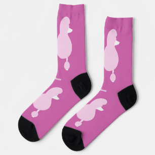 Custom Name Pink Poodle Socks