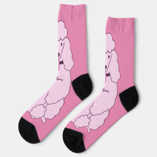 Custom Name Pink Poodle Socks