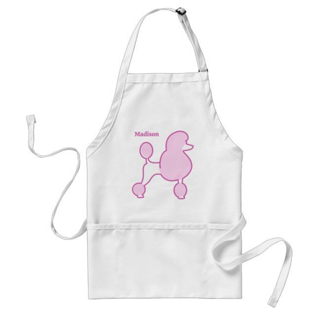 Custom Name Pink Poodle Standard Apron (Front)