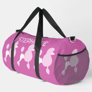 Custom Name Pink Poodles Duffle Bag