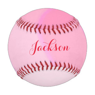 Custom Name Pink Swirls Baseball