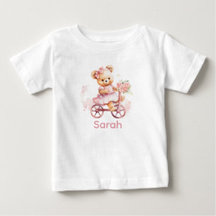 Custom Name Pink Teddy Bear Baby Shirt
