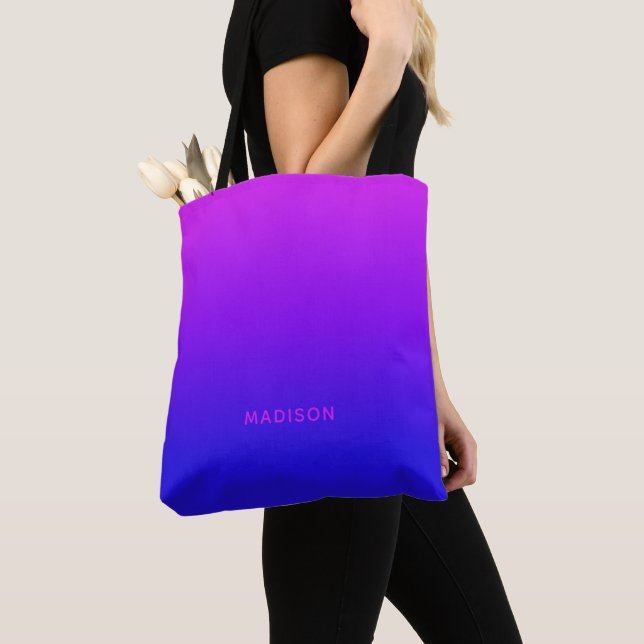 Custom name Pink to Blue Gradient bags (Close Up)
