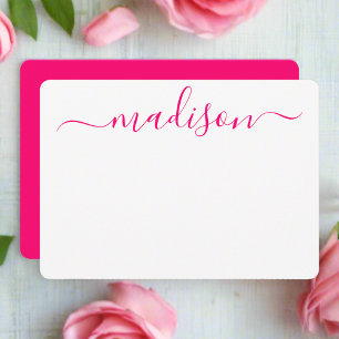 Custom Name Pink Typography Script Feminine Card