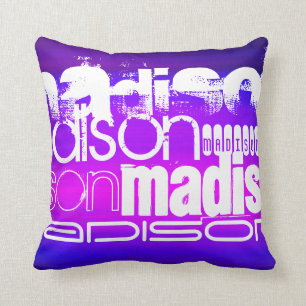 Custom Name; Pink, Violet Blue, Magenta, purple Throw Pillow