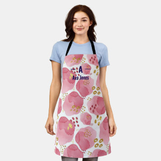 Custom Name Pink Watercolor Abstract Apron