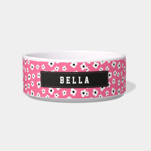 Custom Name Pink White Flower Pattern Bowl