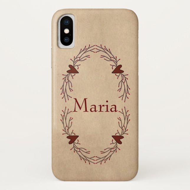 Custom Name Pip Berry Hearts iPhone X Case (Back)