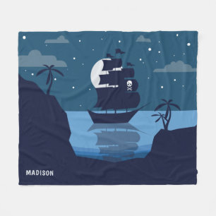 Custom name Pirate Ship fleece blankets