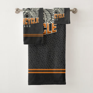 Custom NAME Pistons Wings Motorcycle Biker Garage Bath Towel Set