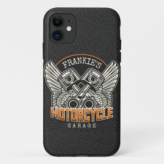 Custom NAME Pistons Wings Motorcycle Biker Garage Case-Mate iPhone Case (Back)