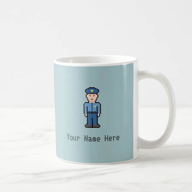 Custom Name Pixel Cop Coffee Mug (Right)