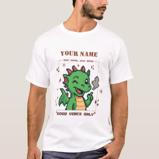 Custom Name Pixel Dragon Tee — Retro 8-Bit Cute T-