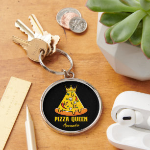 Custom Name Pizza Queen Keychain