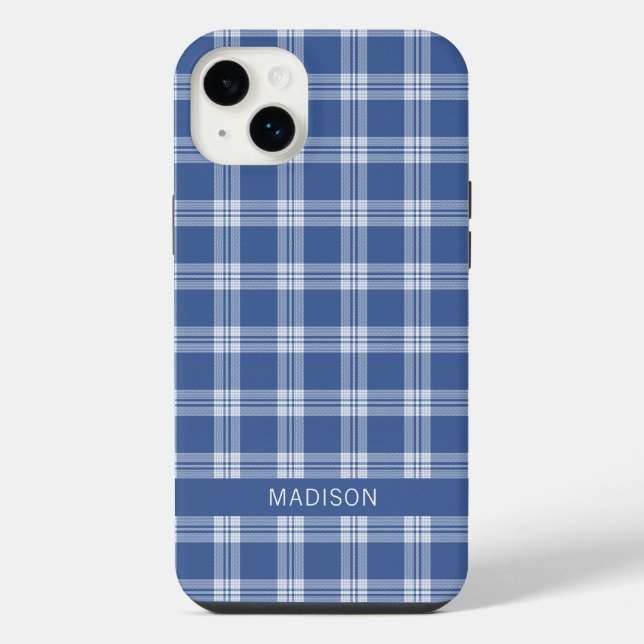 Custom Name Plaid / Tartan Pattern iPhone Case (Back)