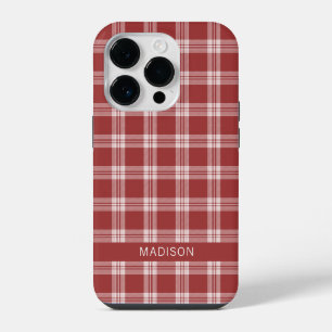 Custom Name Plaid / Tartan Pattern iPhone 14 Pro Case
