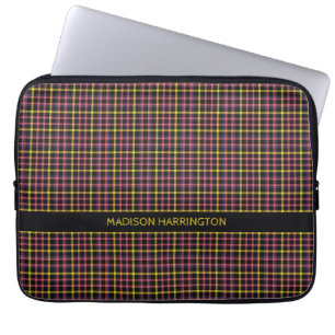 Custom Name Plaid / Tartan Pattern Laptop Sleeve