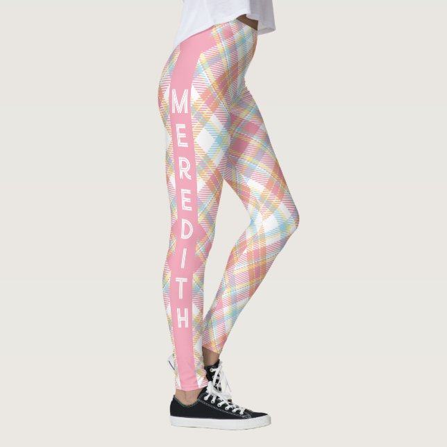 Custom Name Plaid / Tartan Pattern Leggings (Right)