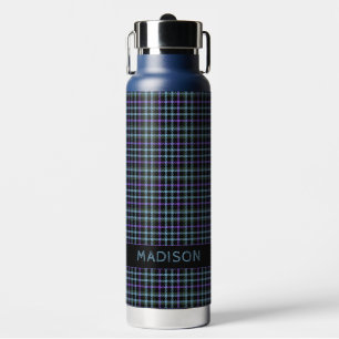 Custom Name Plaid / Tartan Pattern Water Bottle