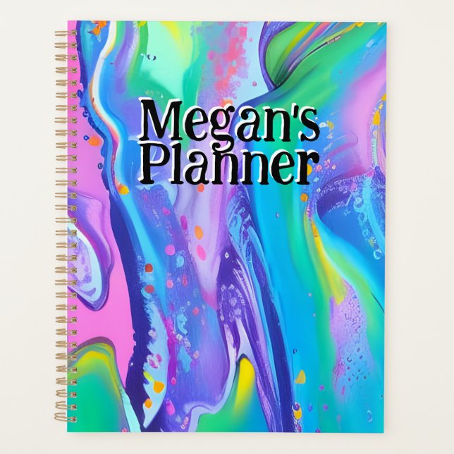 Custom Name Planner Pastel liquid Art (Front)