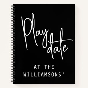 Custom Name Play Date Score Tracker Black White  Notebook