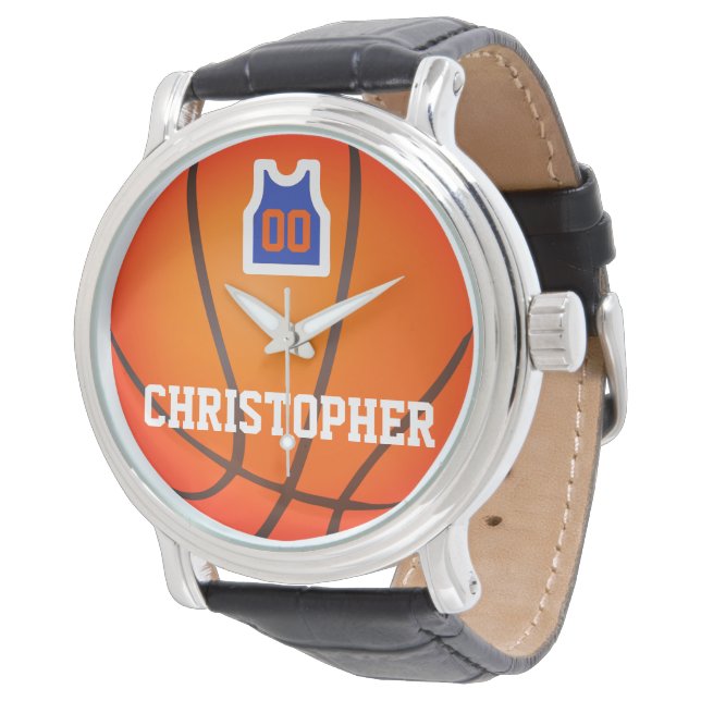Custom name & player number basketball tshirt watch (Angled)