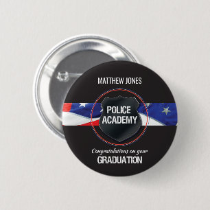 Custom Name, Police Academy Graduation 2 Inch Round Button