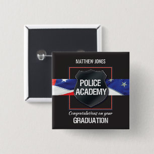 Custom Name, Police Academy Graduation 2 Inch Square Button