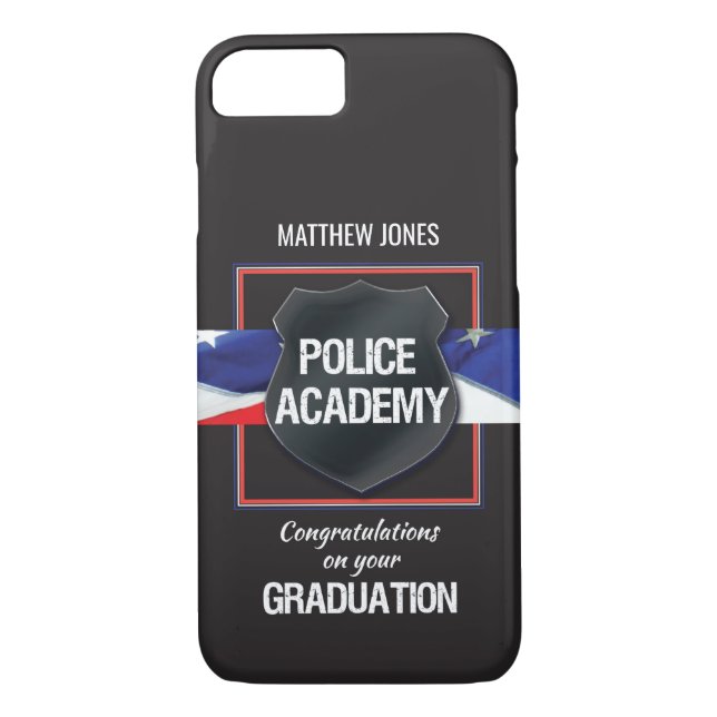 Custom Name, Police Academy Graduation Case-Mate iPhone Case (Back)