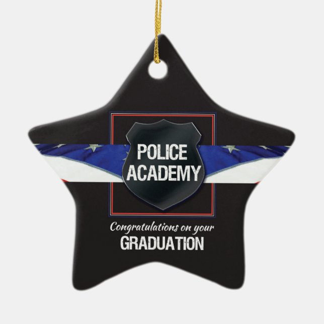 Custom Name, Police Academy Graduation Ceramic Ornament (Front)
