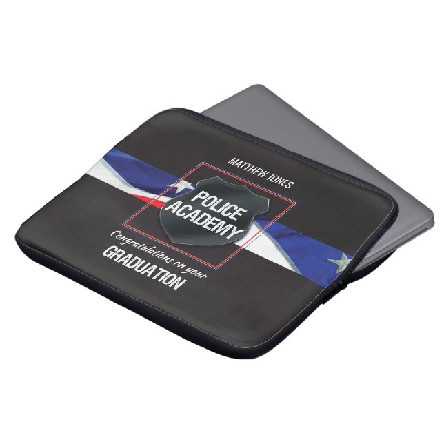 Custom Name, Police Academy Graduation Laptop Sleeve (Front Top)