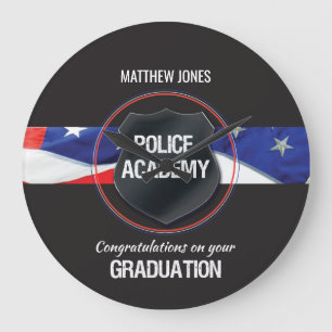 Custom Name, Police Academy Graduation Large Clock