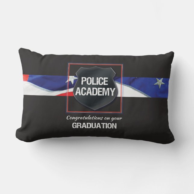 Custom Name, Police Academy Graduation Lumbar Pillow (Front)