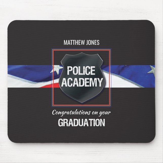 Custom Name, Police Academy Graduation Mouse Pad (Front)