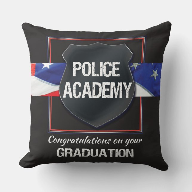 Custom Name, Police Academy Graduation Throw Pillow (Front)